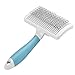 YOOHUG Retractable Dog Brush and Cats Brushes for All Hair Types, Self Cleaning Slicker Brush Best Pet Shedding Tools Pet Grooming Brush, Blue