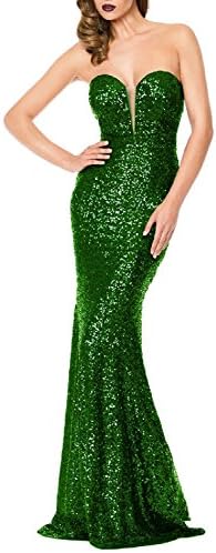 Ruisha Women Sequins Strapless Mermaid Formal Bridesmaid Party Prom Evening Dresses Gowns Long 2018 RS0006 US 0 Green