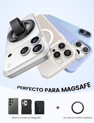 Lamicall Anillo Magnético para Celular - [Lazo de Silicona Suave] Soporte Vertical mag Safe Ring Holder, Soporte Magnético para Celular, mag Safe Ring Compatible con iPhone 17/16/15 Serie y y Android