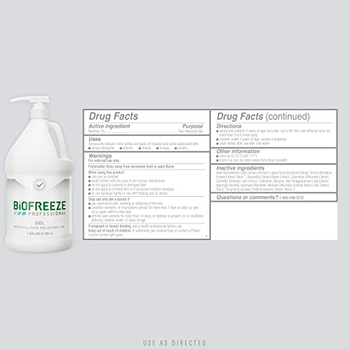 Biofreeze Professional Menthol Pain Relieving Gel 1 Gallon Bottle With