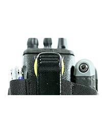 Walkie Caddy (amarillo)   Bolsa de accesorios para walkie talkies   para Motorola CP 200 y la mayoría de los otros walkie talkies   Negro con Bungee Amarillo
