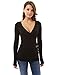 PattyBoutik Women's V Neck Embellish Buckle Wrap Blouse
