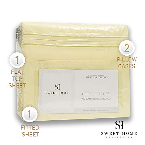 1500 Supreme Collection Queen Sheet Sets Pale Yellow Luxury Hotel Bed
