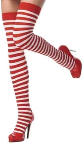 Tamari Red and White Striped Stockings/Socks One Size by Tamari