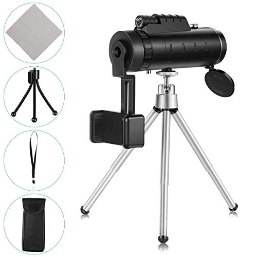 Monocular Telescope Vemico 12x50 High Powered Waterproof Wide View Monoculars Scope Phone Adapter Compass Tripod Bird Watching Hunting Hiking Stargazing