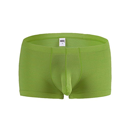 Franterd Men's Underwear Men Soft Shorts Underpants Bikini Thong Smooth Long Bulge Pouch Shorts Boxers Underwear Brief (Green, XL)