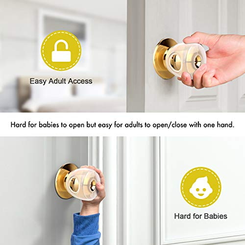Door Knob Safety Cover Semitransparent Door Handle Child Proof Door Knob Covers Baby Proofing Safety Knob Covers Baby Safety Door Knob Lock 4 Pack