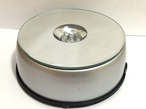 3D Crystal Glass Trophy Laser 7LED Rotating Electric Light Stand Base Display 4"