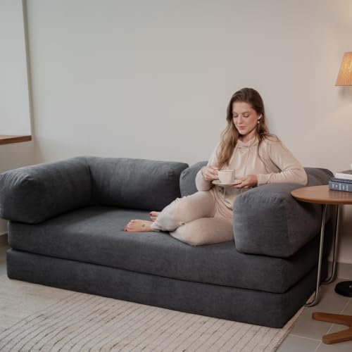 Sofá Cama Flowin Modular Cotelê Cinza Inflow | Retrátil, Vai Na Caixa