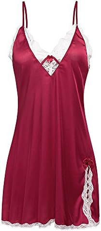 Women V-Neck Lingerie Lace Babydoll Mesh Chemise Nightwear