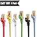 Cat 7 Ethernet Cable 10 ft 6 Pack (Highest Speed Cable) Cat7 Flat Shielded Ethernet Patch Cables - Internet Cable for Modem, Router, LAN, Computer - Compatible with Cat 5e, Cat 6 Network