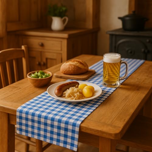 texpot Country House Table Runner 30 x 200 cm Blue/White Checked Made from 100% Cotton in 20 mm Chequered Farmer's Check