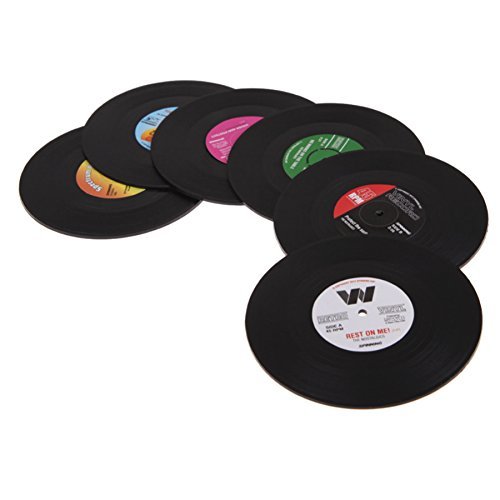 Vinyl Record Coaster Set - Pack of 6 Retro Novelty Drink Mats