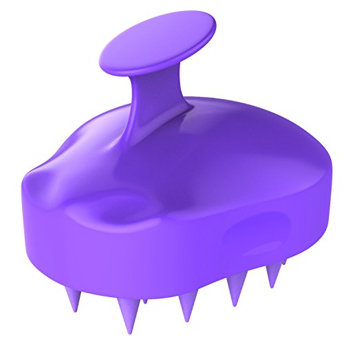 Shampoo Brush Scalp Massager, FReatech [Wet & Dry] Hair Scalp Massage Brush Soft Silicone Comb for Men, Women, Kids and Pets - Purple - Thumbnail 7