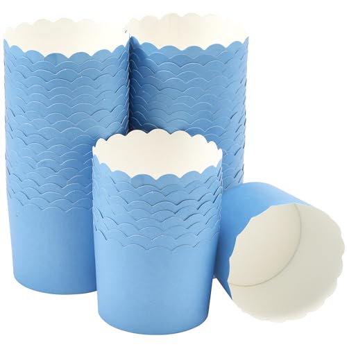 DecoPac Blue Scalloped Baking Cups,50 Count(Pack of 1), Perfect For Delicious Cupcakes, Delicate Scalloped Edge, 50 Oven Safe Cupcake Cases