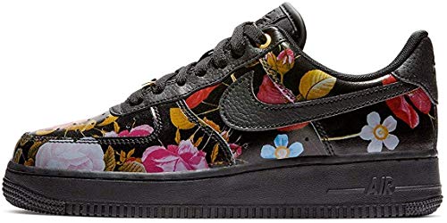 Nike Women's Air Force 1 '07 LXX Black-Metallic Gold/Floral AO1017-002 (Size: 9)