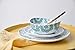Porcelain Bowl Set 4 for Soup Cereal Rice, Hand Made Floral Pattern Decorative Bowls, Holiday Gift, Mint Blue
