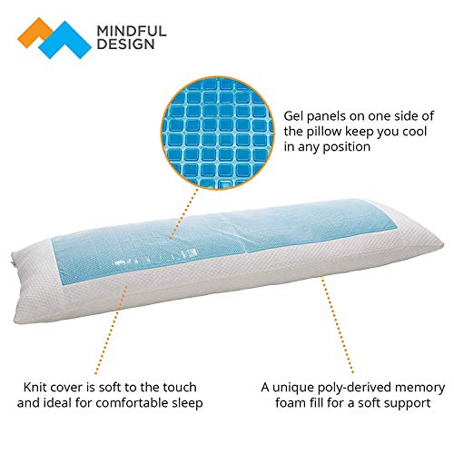 Mindful Design Adjustable Cooling Body Pillow w/Soft Memory Foam Fill