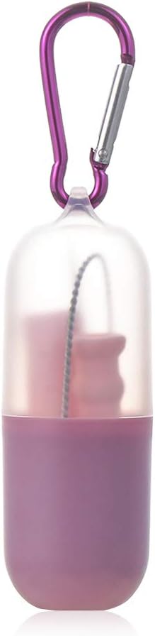 Silicone Straws Reusable,Drinking Straw Collapsible Foldable with Cleaning Brush Kitchen(Pink)