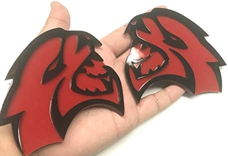 Boobo D-S2HR Pair of 2 Challenger Charger SRT Hell Cat Fender Side Emblem Badges for Dodge Challenger Charger (Black Red)