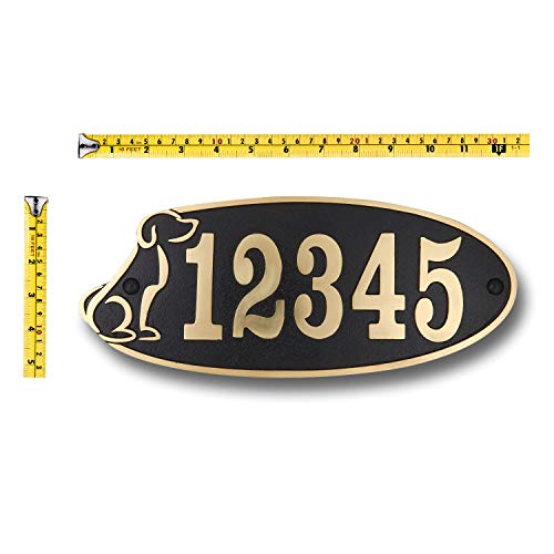 The Metal Foundry Personalised Dog House Number Plaque. Traditional Cast Brass Metal Address Sign with Number and Letter Options. Black Or 6 Choices. Large 5 Numbers Max - Thumbnail 3