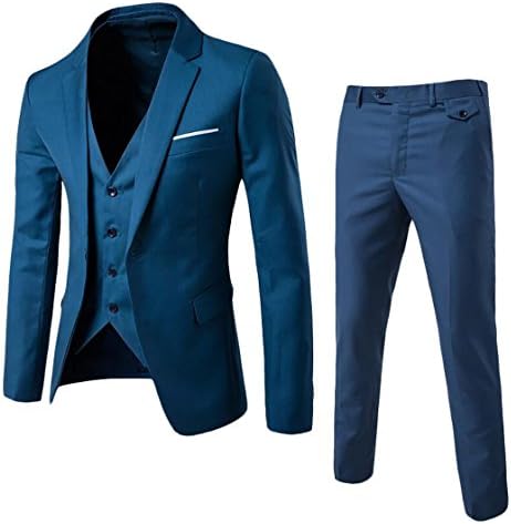 Pivaconis Men¡¯s One Button 3-piece Suit Single-breasted Notch-lapel Slim Fit 1 L