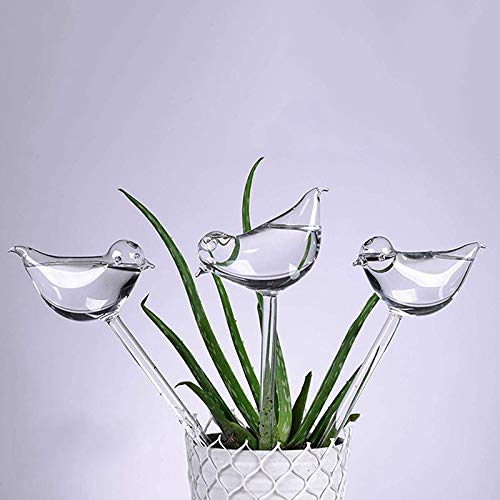 10PCS Plant Waterer Self Watering Globes, Bird Shape Hand Blown Clear Aqua Bulbs