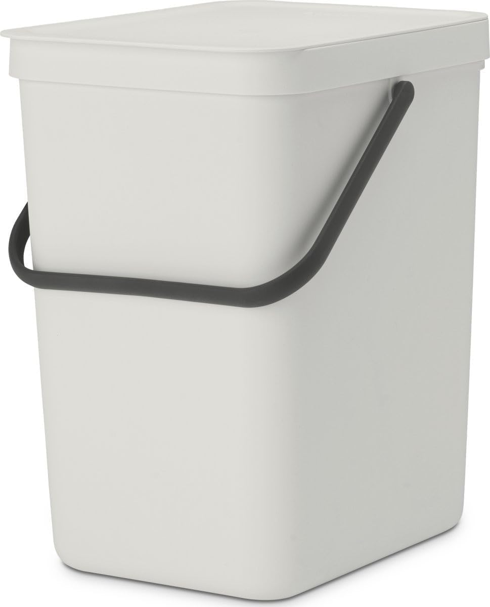 Brabantia Sort & Go 25L Waste Bin Light Grey with Stay-Open Lid