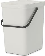 Brabantia Sort & Go 25L Waste Bin Light Grey with Stay-Open Lid