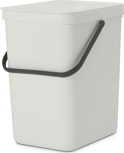 Brabantia Sort & Go 25L Waste Bin Light Grey with Stay-Open Lid