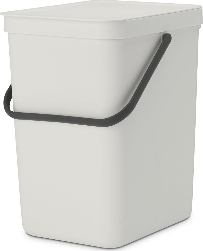 Brabantia Sort & Go 25L Waste Bin Light Grey with Stay-Open Lid