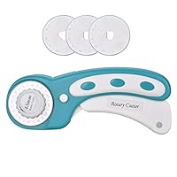 Browill 45mm Rotary Cutter Set Handle Rolling Cutter with 3 Extra Blades and Safety Lock, Sewing Accessories and Supplies for Cutting Fabric Paper Leather Scrapbooking Quilting(Left & Right Hand)