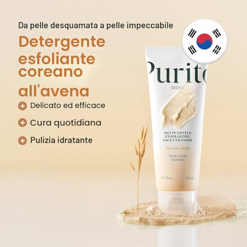 PURITO Korean Oat Exfoliating Face Polish Gentle and Efficient Scrub Suitable for All Skin Types Moisturizing Soothing Solution 150 ml