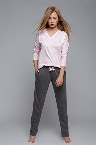 SENSIS-stilvoller-Baumwoll-Pyjama-Made-in-EU-Schlafanzug-Hausanzug-aus-feinem-T-Shirt-und-bequemer-Hose