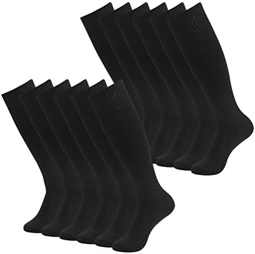 Long Football Socks, Getspor Boys Girls Soccer Baseball Basketball Over-the-Calf Socks Black 12 Pairs