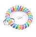 BIHRTC Pack of 30 Colorful Flexible Spiral Telephone Wire Cord Stretchable Spring Wristband with Key Ring for Office, Workshop, Shopping Mall, Sauna (6 Different Colors by Random)