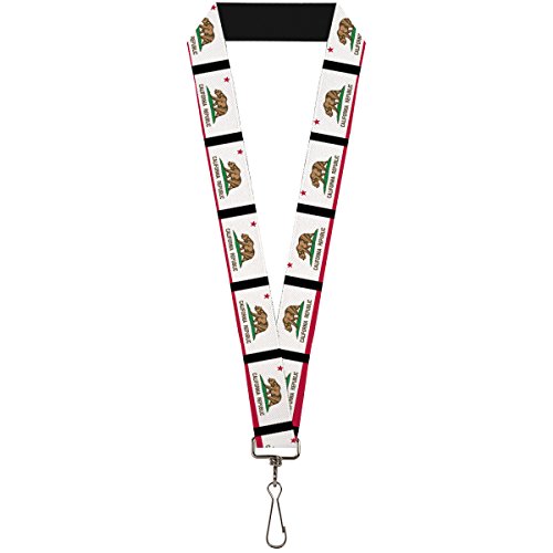 Buckle-Down Lanyard - California Flag Repeat/Black
