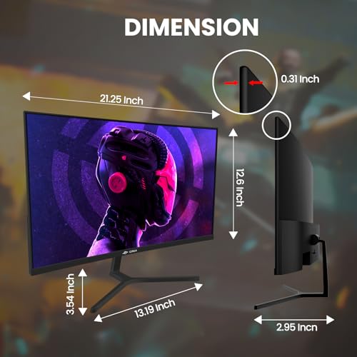 CRUA 24” Curved Gaming Monitor, 180Hz/144Hz FHD 1080P, Support 120% sRGB, AMD FreeSync, Low Motion Blur, Wall Mount Installs Compatible, for Office and Games(HDMI 1.4 & DP 1.2) – Black