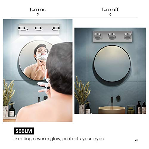 OOWOLF LED Bathroom Vanity Lights, 17.12 inches 10W 3Light 6000K
