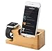 IPUTY Charging Station,USB Charging Stand, Bamboo Wood Mobile Phone Holder w/3 USB Ports Charging Dock Compatible Apple Watch(38mm&42mm),iPhoneX/8/8Plus/7/7Plus/SE/6s/6 Other Smartphone