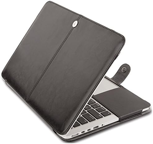 Famber PU Leather MacBook 15 Inch Case Folio Cover Clip for MacBook Pro 15.4 with Retina Display A1398 (No CD-ROM Drive) - Black
