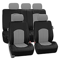 FH Group PU008GRAY115 Full Set Seat Cover (Perforated Leatherette Airbag Compatible and Split Bench Ready Gray)