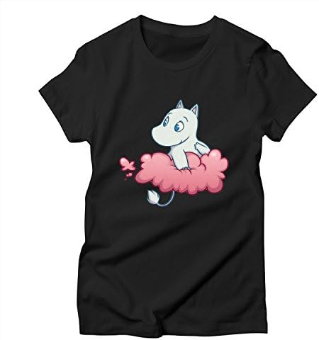 SHI NI Women's Moom onetoin boy Black T-Shirts
