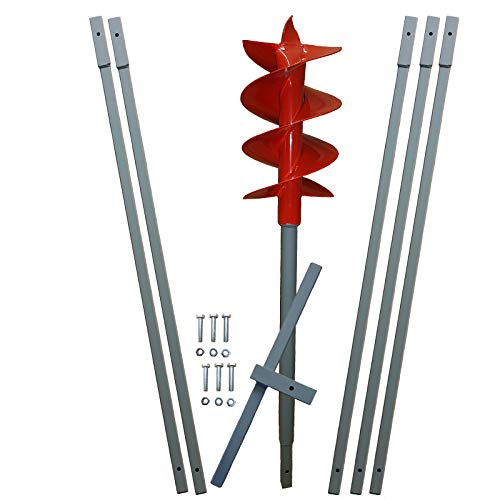 6m Erdbohrer mit 200mm Bohrkopf -VERLÄNGERBAR- auch als Brunnenbohrer, Handerdbohrer, Erdlochbohrer, Brunnenbohrgerät, Pflanzbohrer, Zaunbohrer, Pfahlbohrer UVM. einsetzbar !