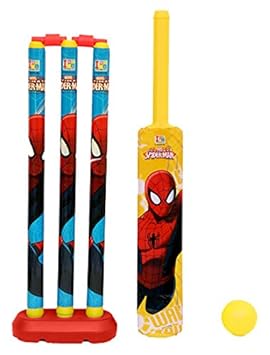 Marvel Ultimate Spiderman Cricket Set with Plastic Ball, Yellow