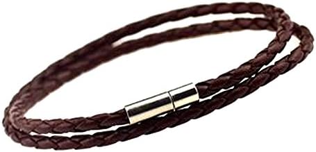 Handmade Leather Bracelets by Karma Leather: Vintage Infinity Wrap Style Leather Wristband For Men &amp; Women - With Durable, Extra Strong Stainless Steel Clasp Braided Leather Cuff Bracelet, 16.5 Inches Long (Brown)