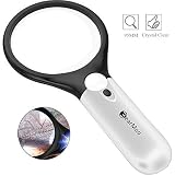 Magnifying Glass, BearMoo 3X 45X Handheld Reading Magnifier Glass with 3 LED Lights for Reading/Maps/Watch Repair/Newspaper/Jewelry Loupes/Ins (White+Black)