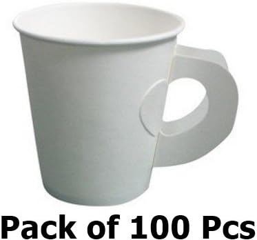 SAVEPAK White PE Coated Hot &amp; Cold Paper Cup with Handle size 8.0 Oz. (Pack of 100 Pcs/Avg per cup 0.399 $)
