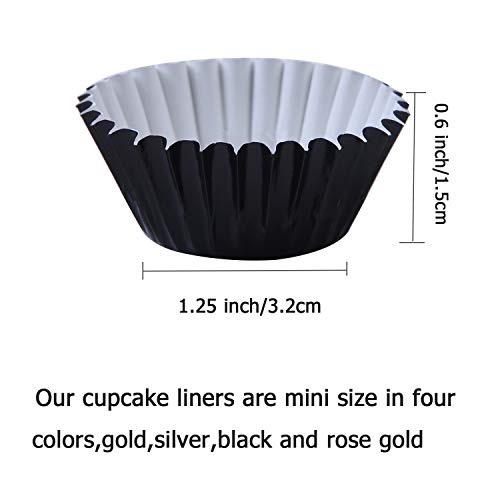 Elcoho 600 Pieces 1.25 Inch Mini Size Foil Metallic Cupcake Liners