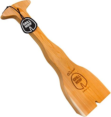 Grill Hoof - Wood BBQ Tool, Safe Grill Scraper for Outdoor Barbecue Cleaning. North American Cedar, Ergonomic Handle &amp; Bristle Free Cleaner, Naturally Forms to Your Gas, Charcoal &amp; Charbroil Grill